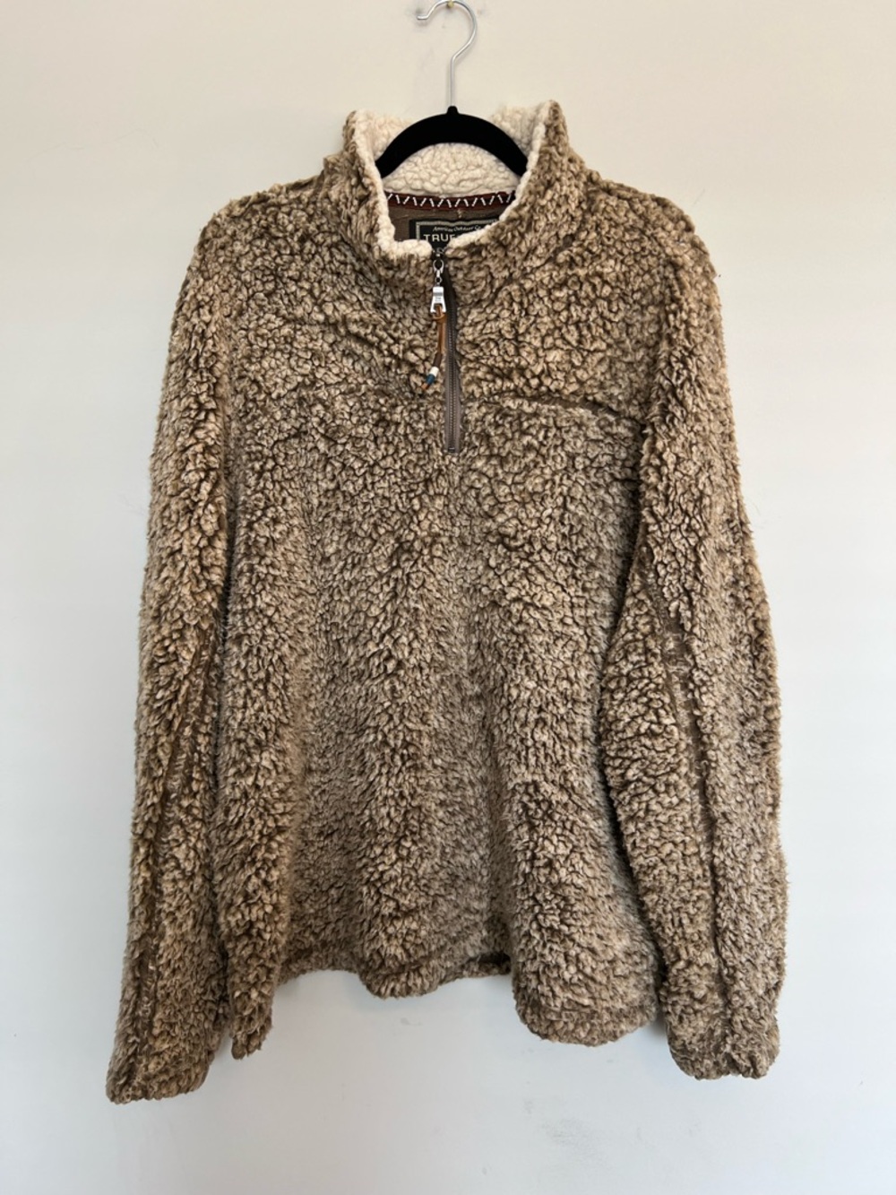 True Grit Sherpa Half-Zip Pullover Jacket - Beige Size XXL
